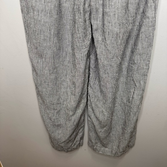 Max Studio Pants Linen Black & White Striped Pockets Adjustable Size 27 - Picture 7 of 11